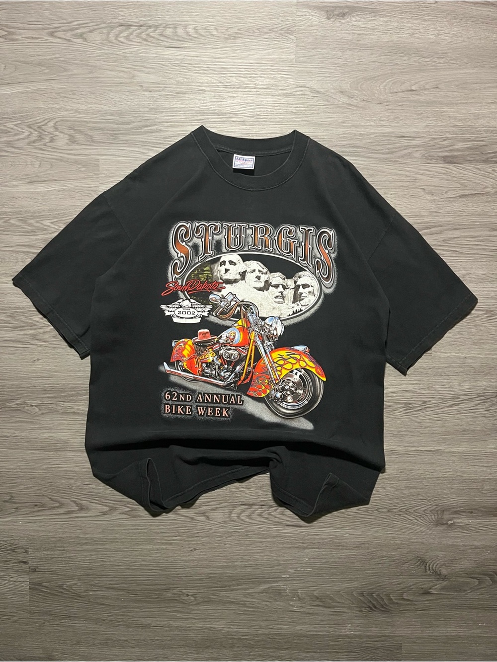 Vintage Sturgis South Dakota bike week 2002 double sided graphic biker T-shirt
